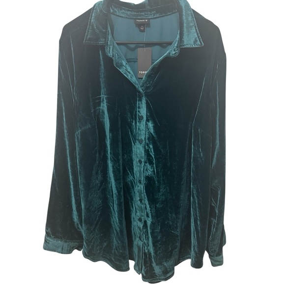 Torrid Lizzie Teal  Velvet Tunic Size 1X - Picture 2 of 7